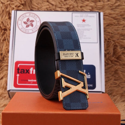 Classic Plaid Metal Buckle Leather Belt