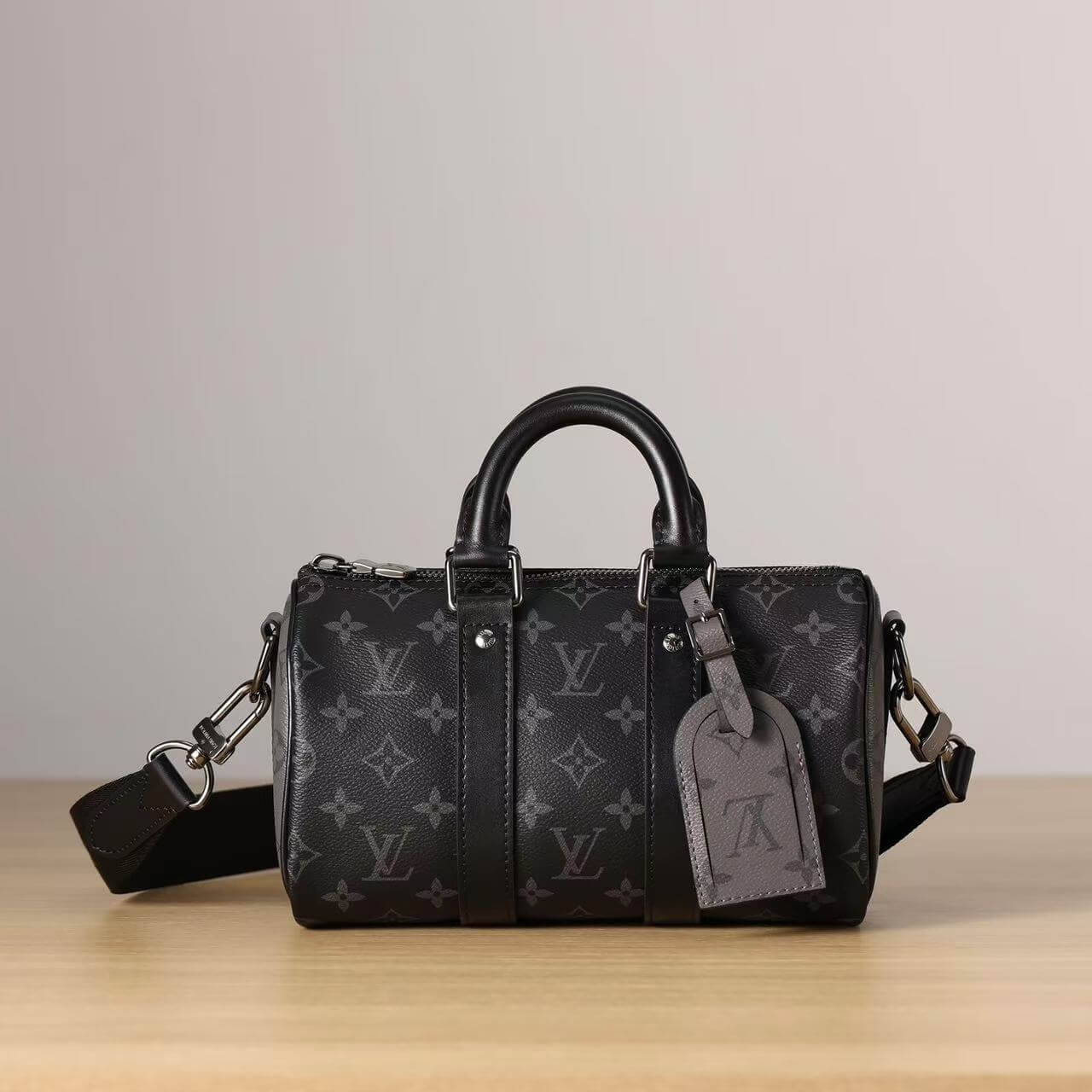 Black Classic Printed Handle Crossbody Bag