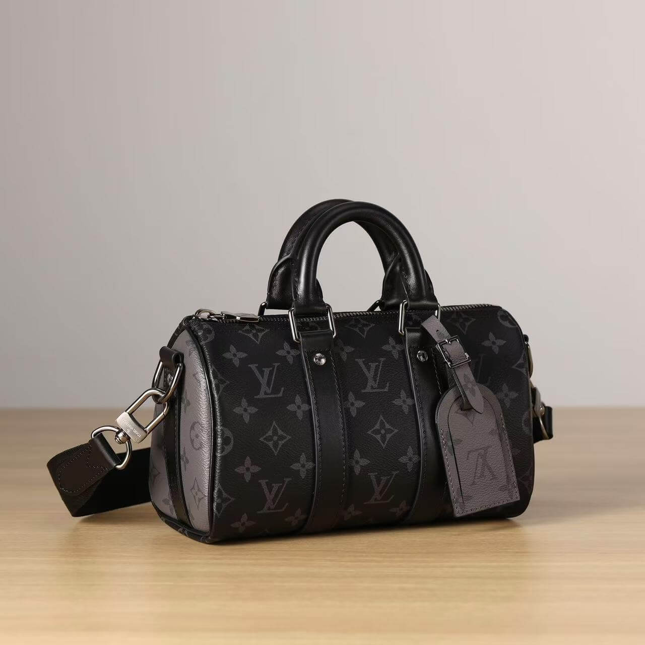 Black Classic Printed Handle Crossbody Bag