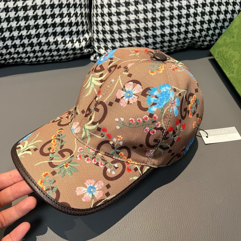 Canvas Floral Print Double G Baseball Cap