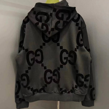 Black All-Over Print Stylish Hoodie