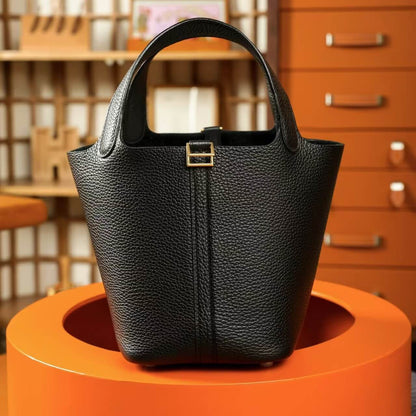 Minimalist Leather Basket Handbag