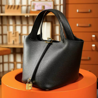 Minimalist Leather Basket Handbag