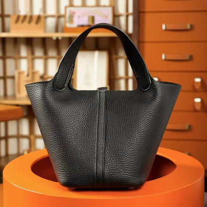 Minimalist Leather Basket Handbag