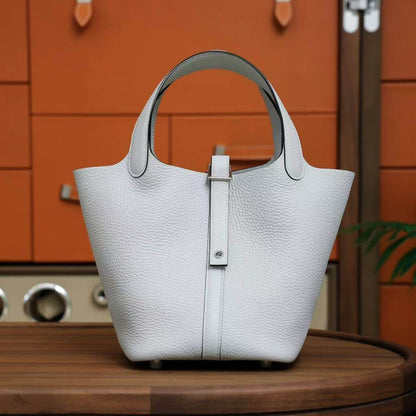 Minimalist Leather Basket Handbag