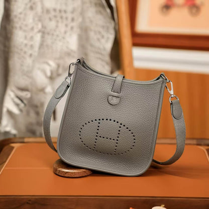 Classic Leather Letter Cutout Shoulder Bag