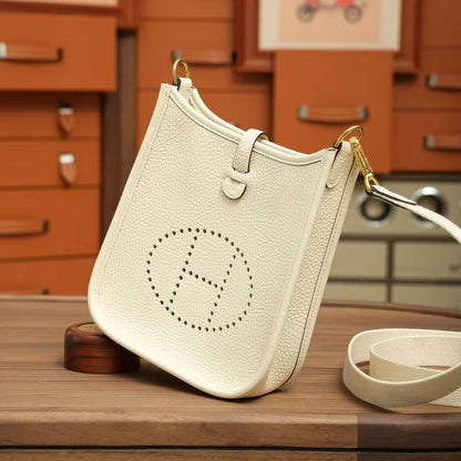 Classic Leather Letter Cutout Shoulder Bag