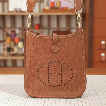 Classic Leather Letter Cutout Shoulder Bag