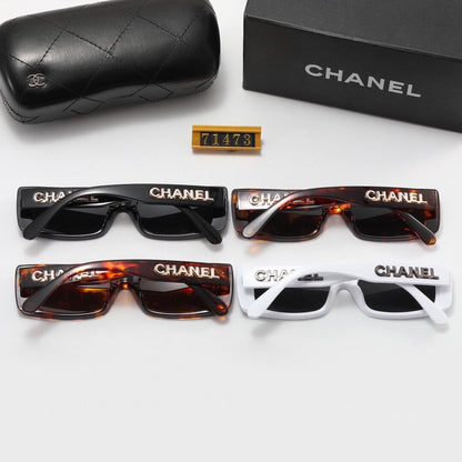 Retro Letter Print Narrow Frame Sunglasses