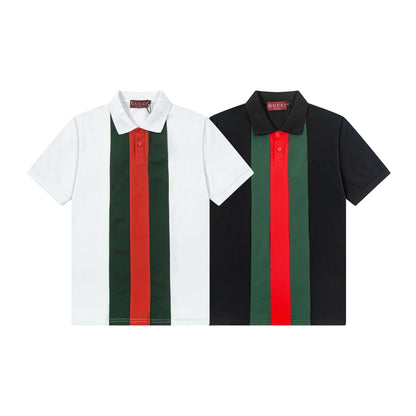 Red And Green Striped Polo Shirt