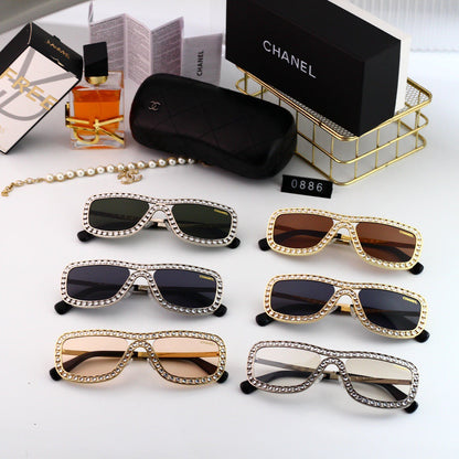 Fashionable Full-Diamond Visor Sunglasses