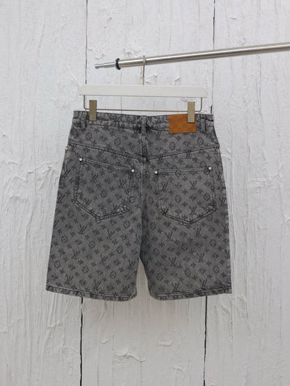 Exquisite Jacquard Denim Shorts