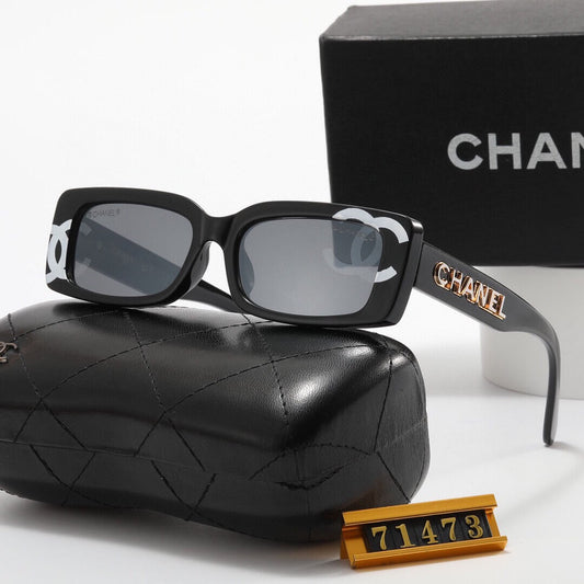 Retro Letter Print Narrow Frame Sunglasses