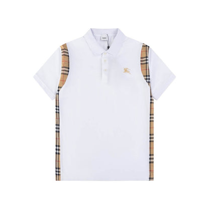 Brown Stripe Stitching Polo T Shirt