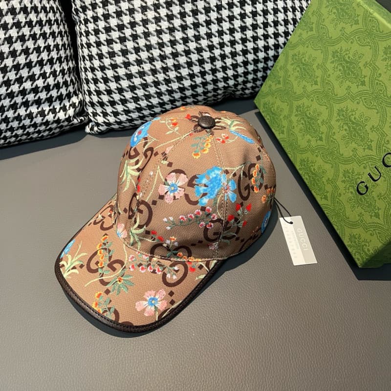 Canvas Floral Print Double G Baseball Cap