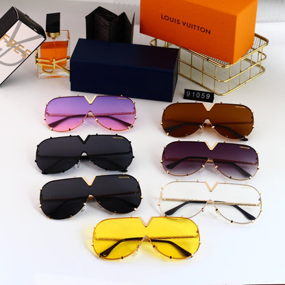 Fashionable V-Shaped Metal Frame Sunglasses