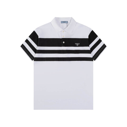 Stripe Stitching Polo T Shirt