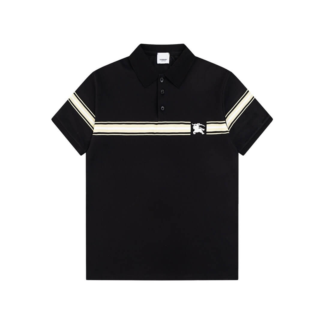 Striped Warhorse Embroidery Polo T Shirt