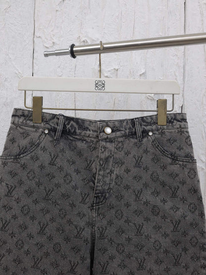 Exquisite Jacquard Denim Shorts