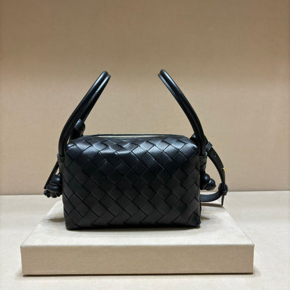 Elegant Leather Woven Double Ring Buckle Hand-held Shoulder Bag