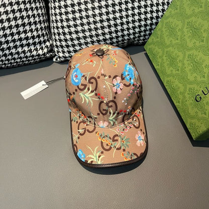 Canvas Floral Print Double G Baseball Cap