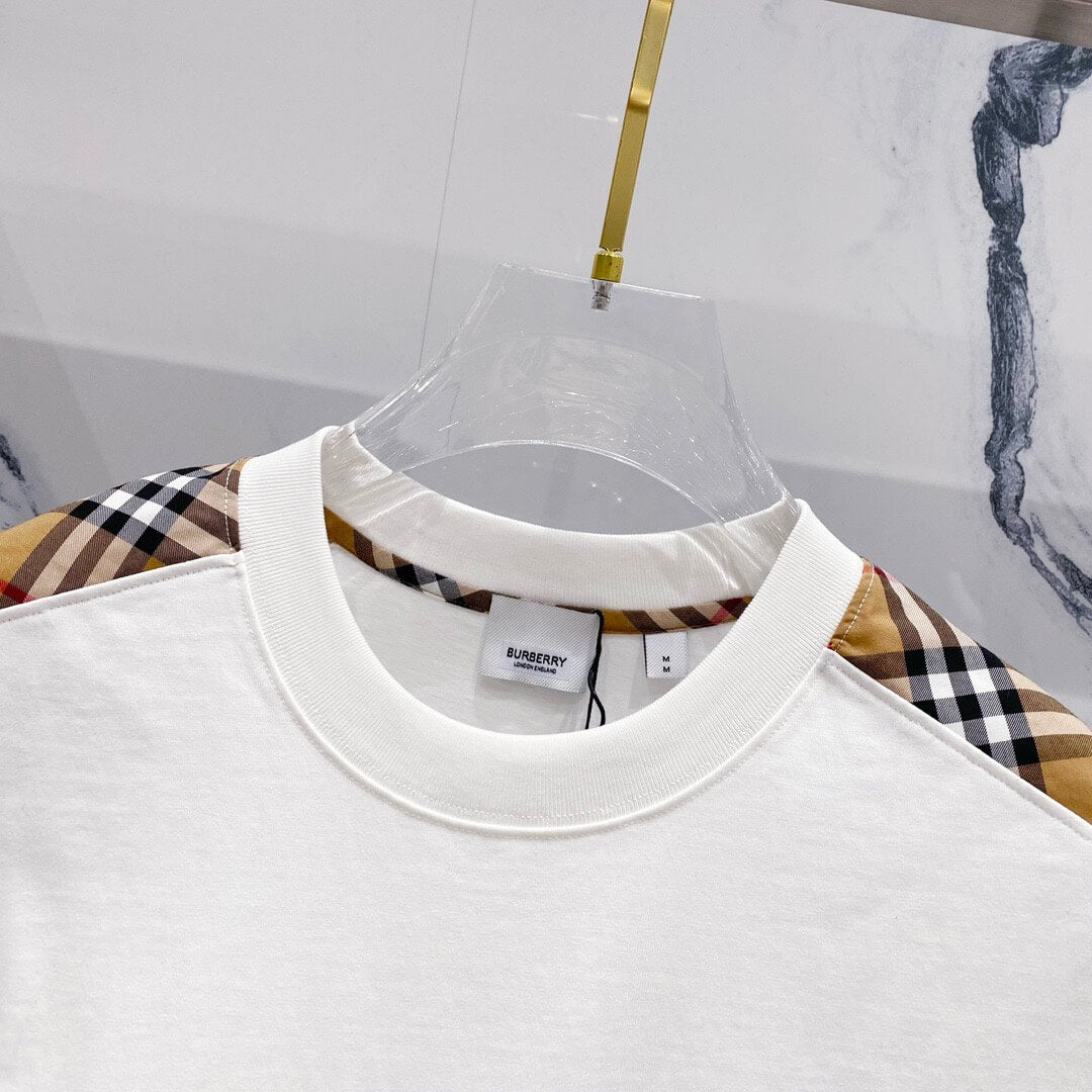 Checkered Stripes At Neck T Shirt