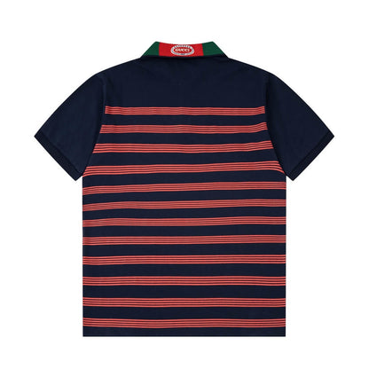 Contrast Color Striped Polo Shirt