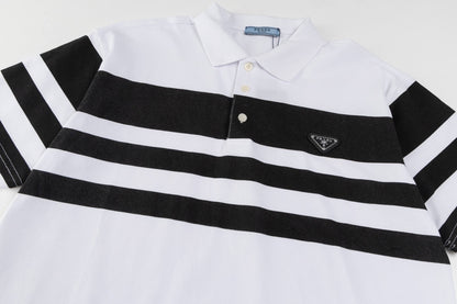 Stripe Stitching Polo T Shirt