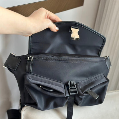 Trendy Double Pocket Crossbody Bag