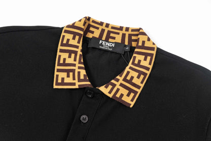 Full Print On Neckline Polo Shirt