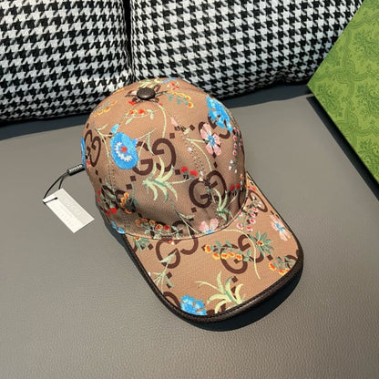 Canvas Floral Print Double G Baseball Cap