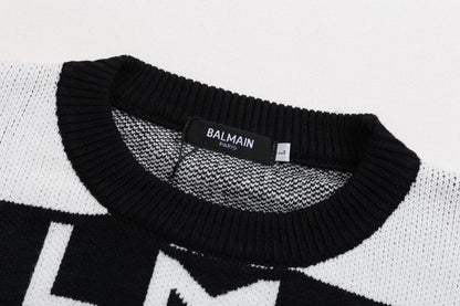 Full Print Striped Knit Wool Sweater