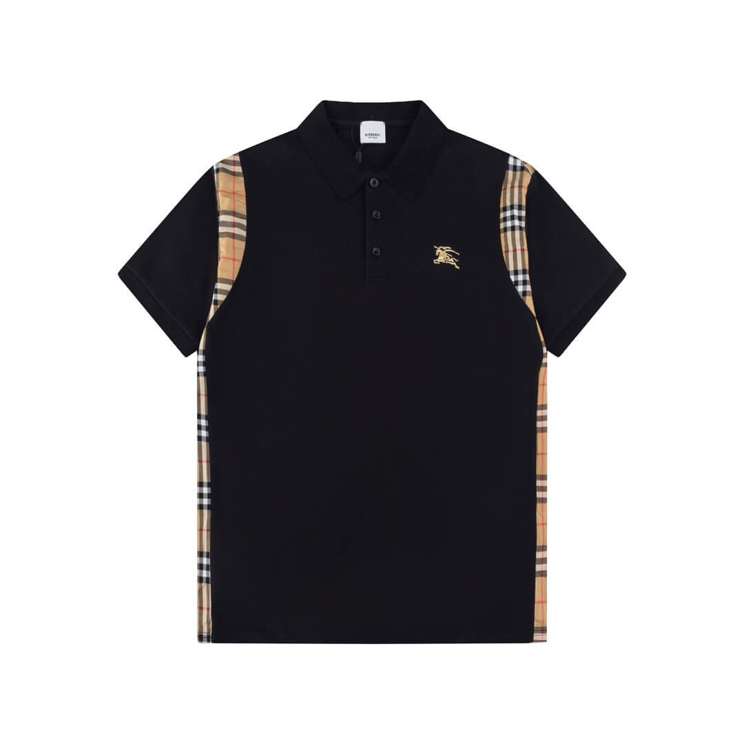 Brown Stripe Stitching Polo T Shirt