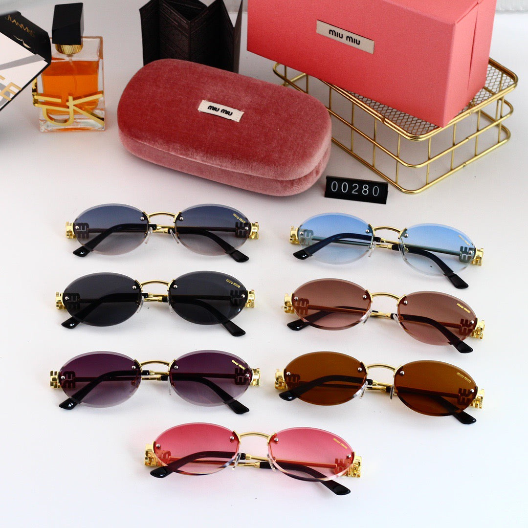 Cool Metal Frameless Oval Sunglasses