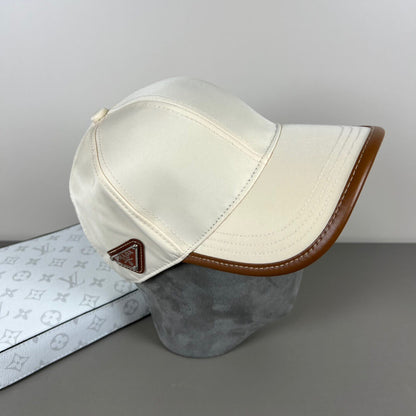 Minimalist Style Patchwork Leather Brim Cap