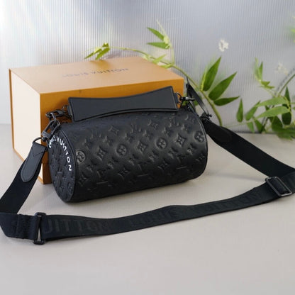 Fashion Monogram Print Cylindrical Crossbody Shoulder Bag