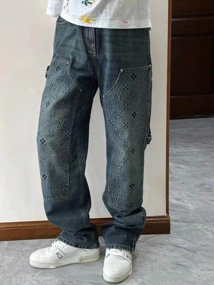 Embossed Pattern Jeans