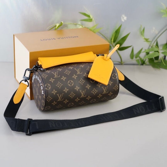 Fashion Monogram Print Cylindrical Crossbody Shoulder Bag