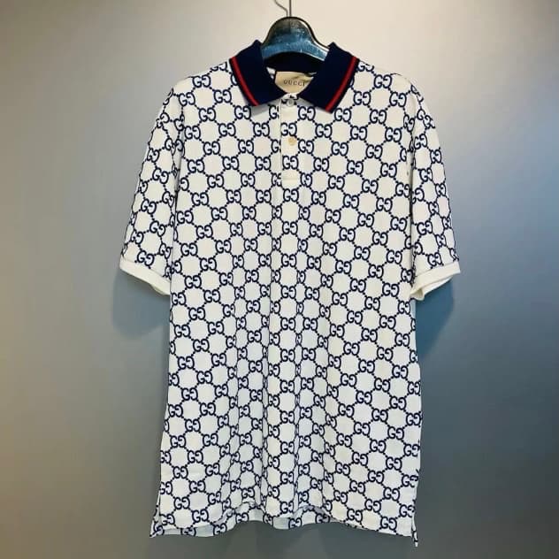 Classic All-Over Print White Polo Shirt