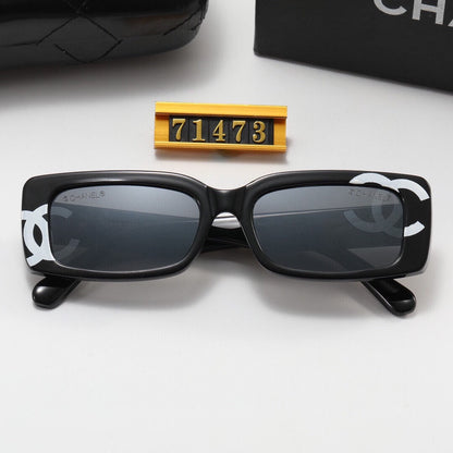 Retro Letter Print Narrow Frame Sunglasses