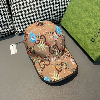 Canvas Floral Print Double G Baseball Cap