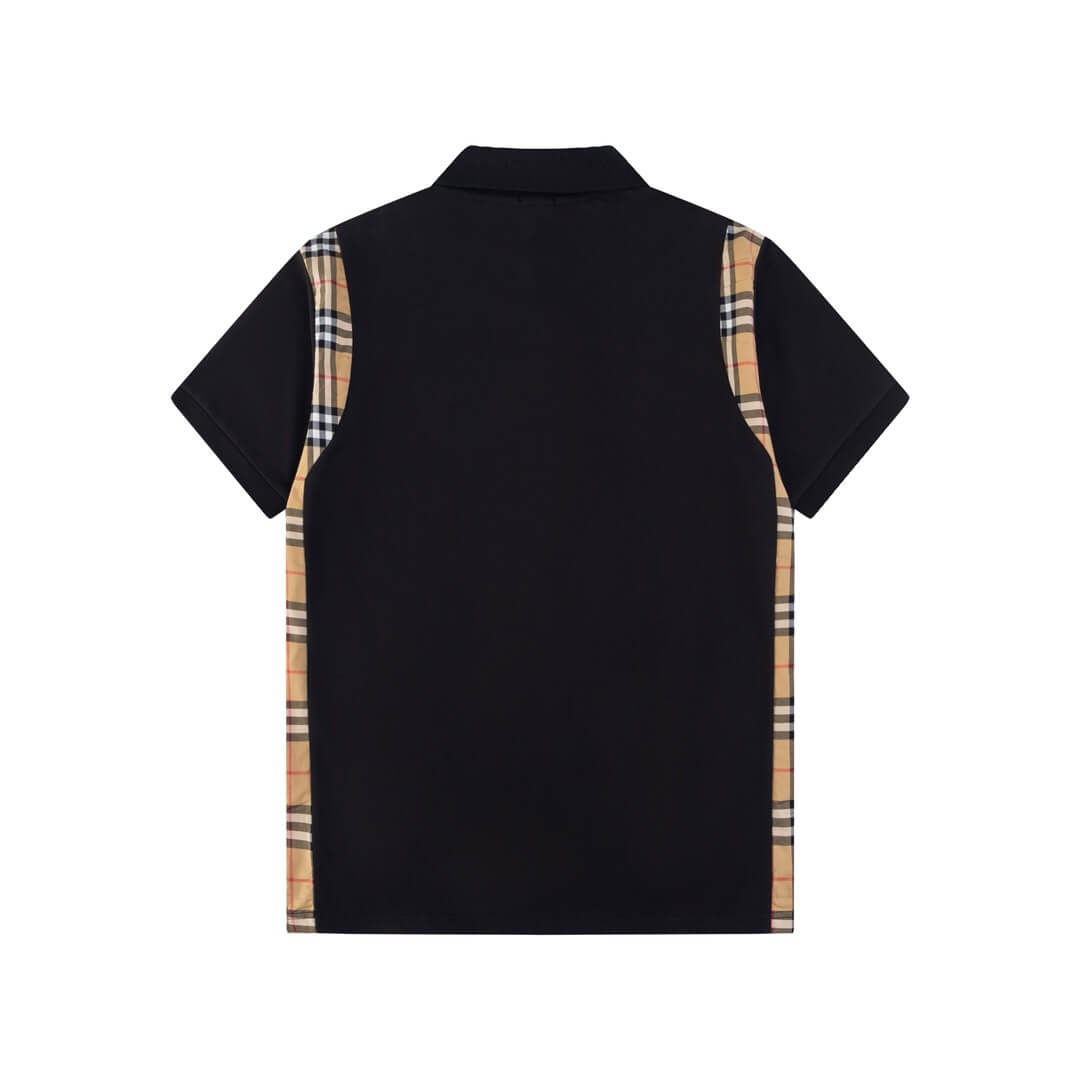 Brown Stripe Stitching Polo T Shirt