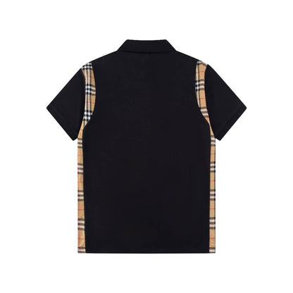 Brown Stripe Stitching Polo T Shirt