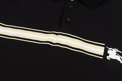 Striped Warhorse Embroidery Polo T Shirt