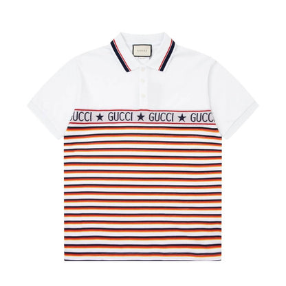 Patchwork Striped Polo Shirt