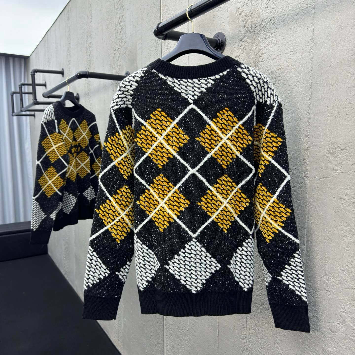 Heather Checkerboard Knit Sweater