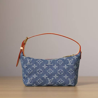 Chic Denim Print Clutch Shoulder Bag