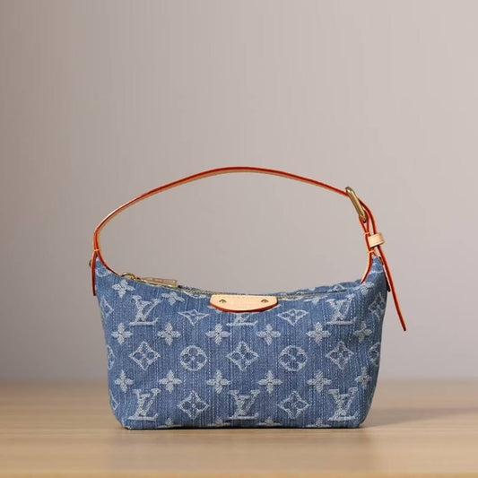 Chic Denim Print Clutch Shoulder Bag