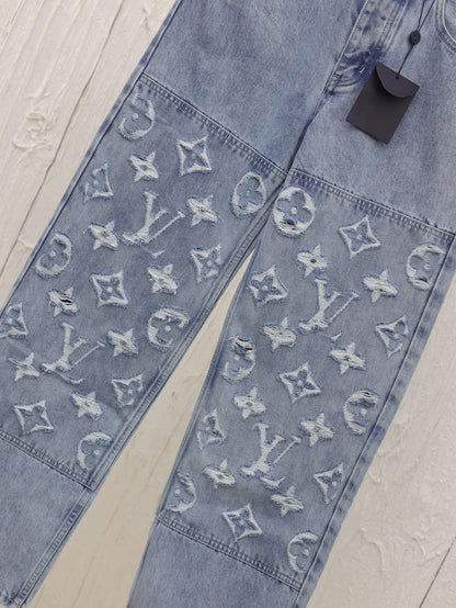 Lightly Distressed Denim Trousers