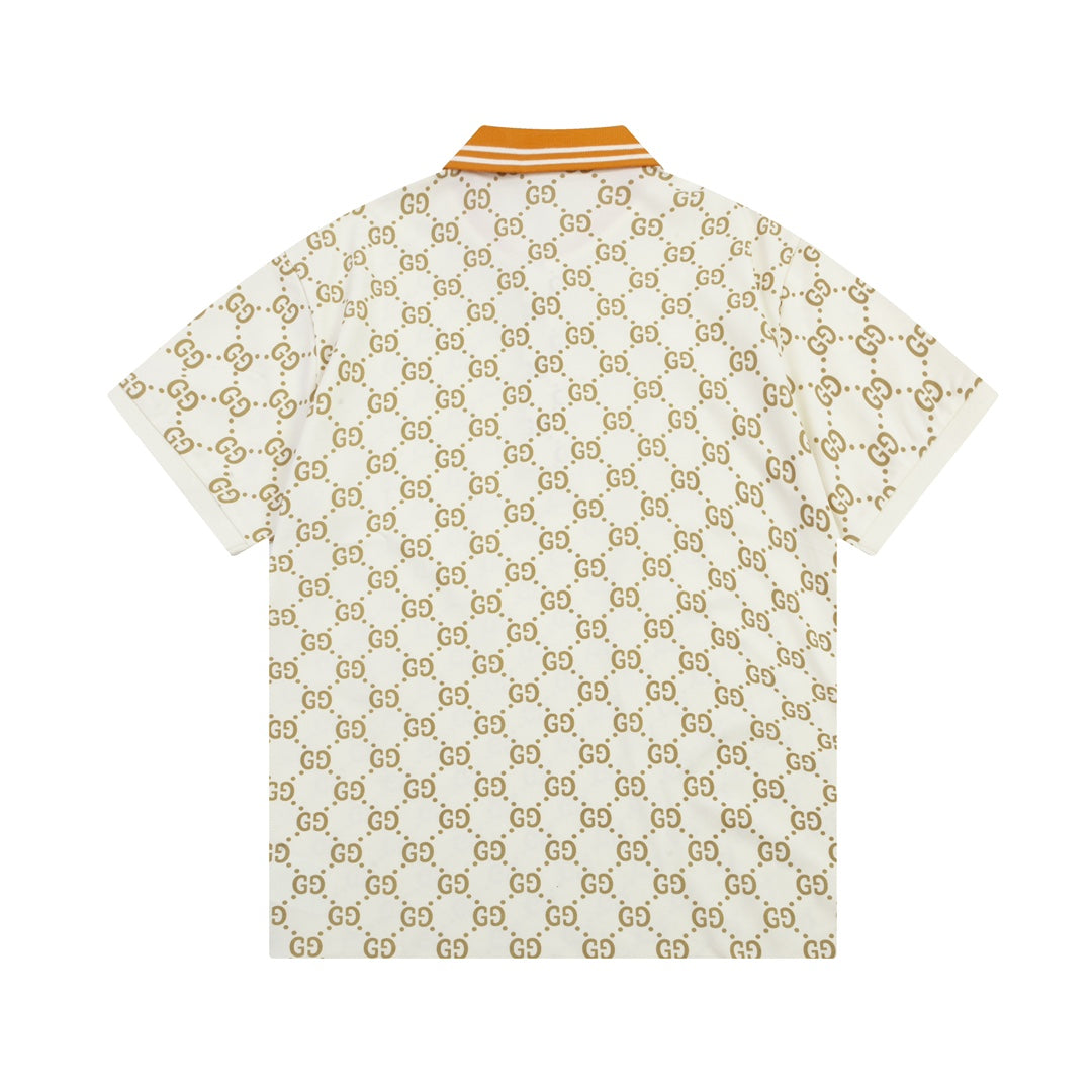 Cotton Vintage Print Polo Shirt